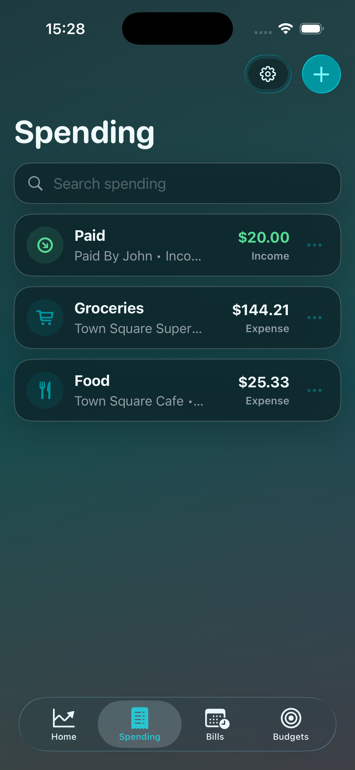 Flowlet spending screen